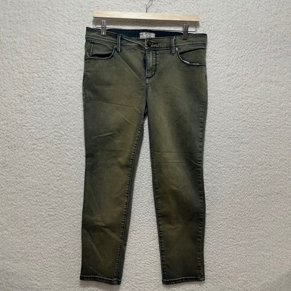 Free People High Rise Skinny Jeans Olive Green‎ Washed Size W30